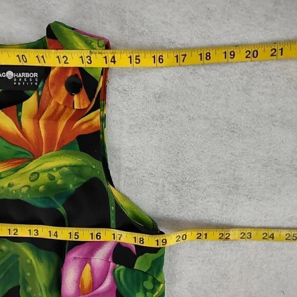 Sag Harbor Women's Black, Green Tropical Floral Sleeveless Maxi Dress Size 14P - Picture 8 of 12